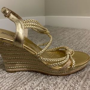 Michael Michael Kors gold rope braid wedge sandal